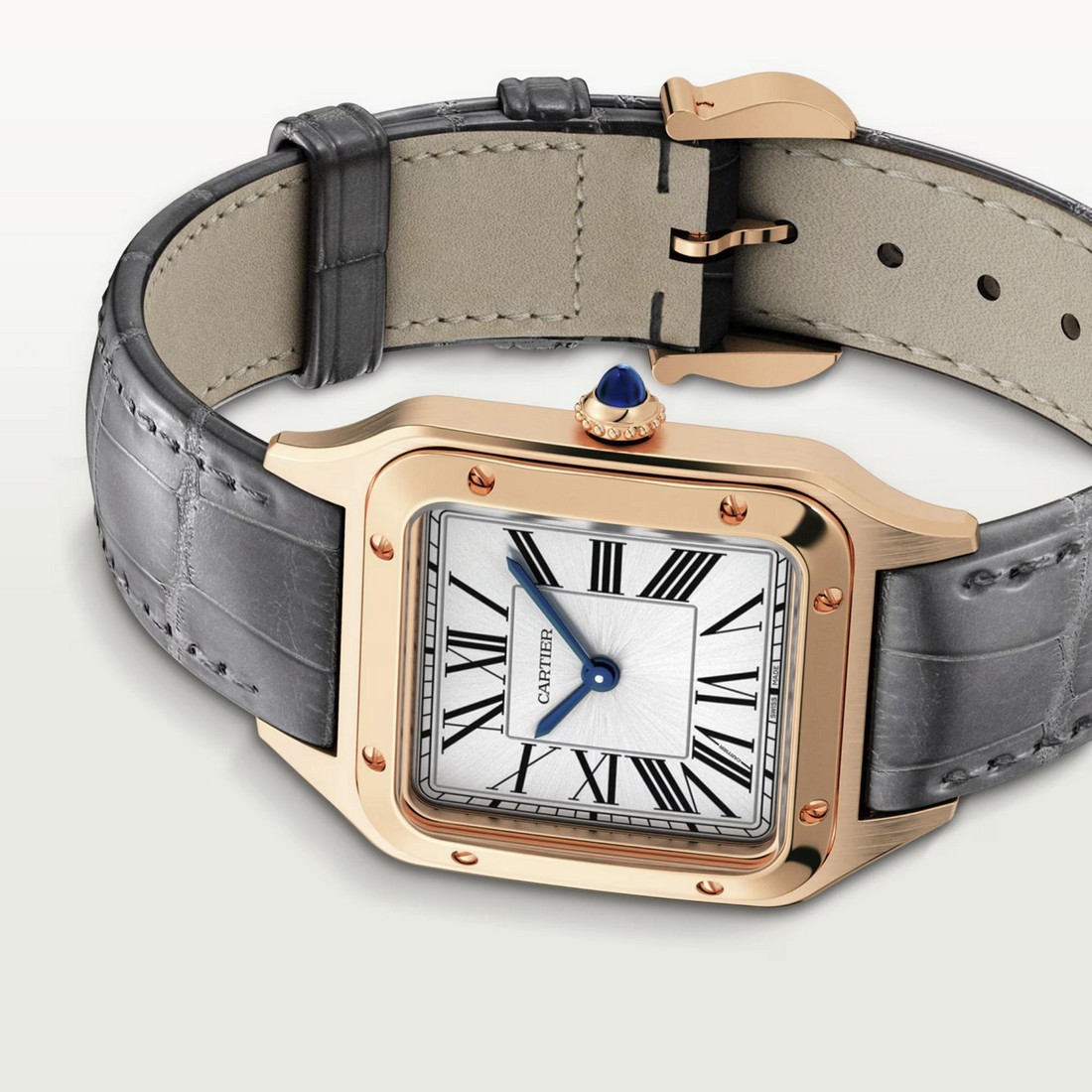 Đồng Hồ Cartier Santos-Dumont Large Watch Nữ Xám Vàng